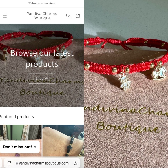 Gold Red Charm Bracelet - Picture 1 of 1